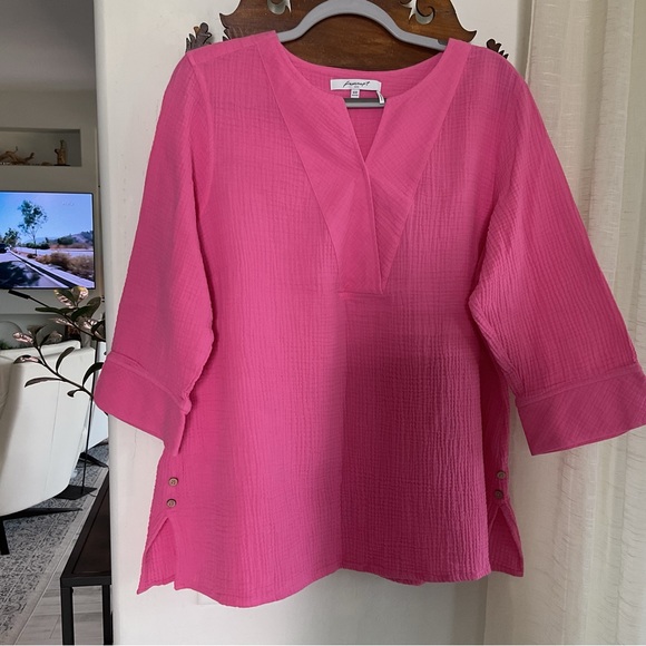 Foxcroft Raspberry Pink Tunic Top 16W - Picture 6 of 7